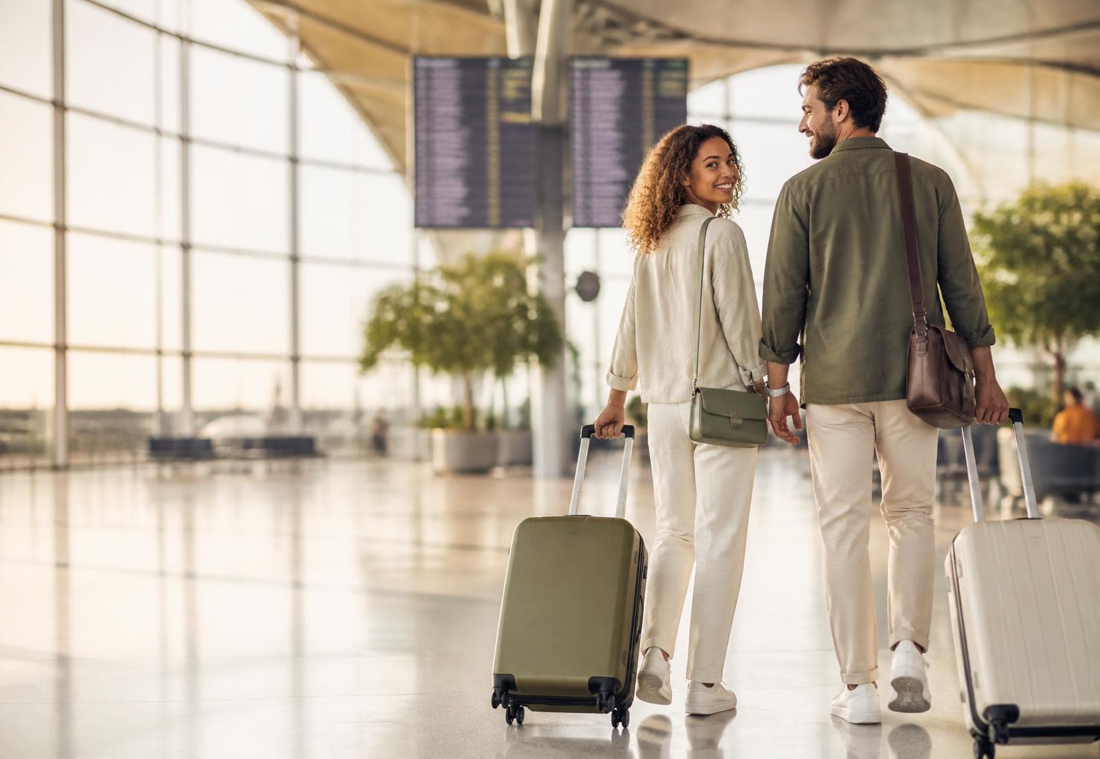 Travellers beginning their journey at an airport